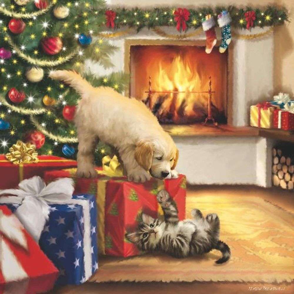 Noël pour chiots et chatons puzzle en ligne