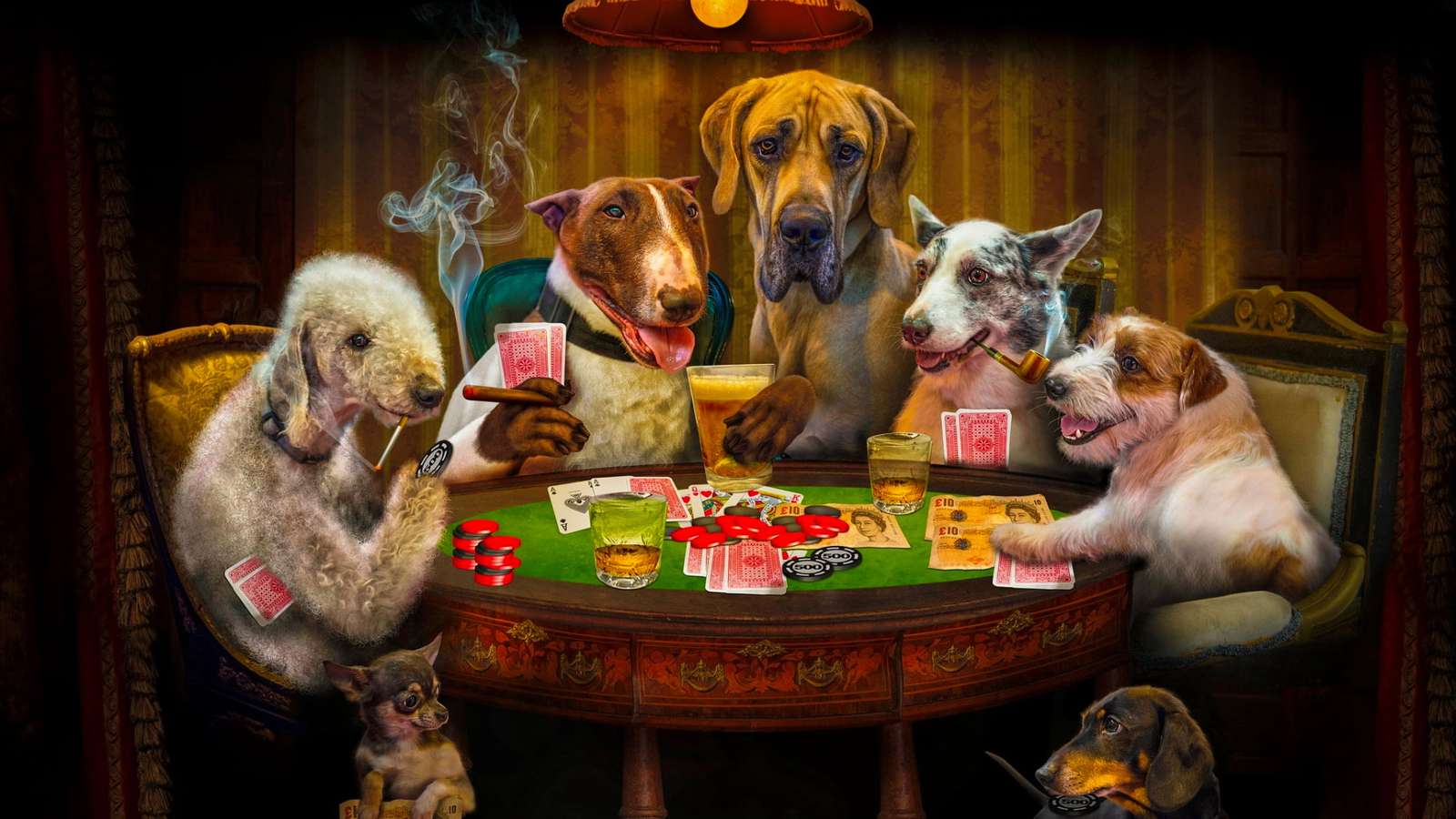 Chiens jouant aux cartes puzzle en ligne