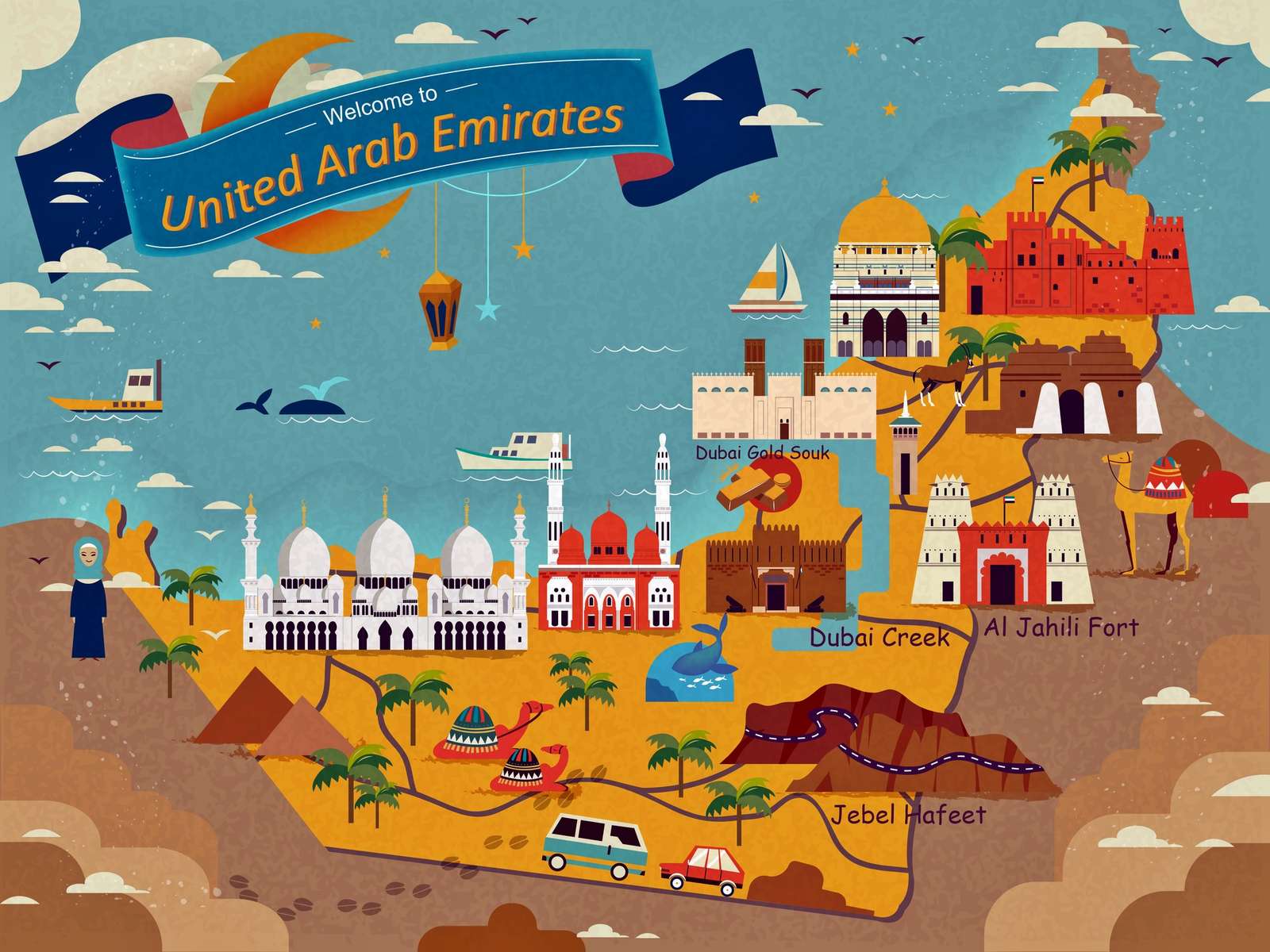 Bem-vindo aos Emirados Árabes Unidos puzzle online