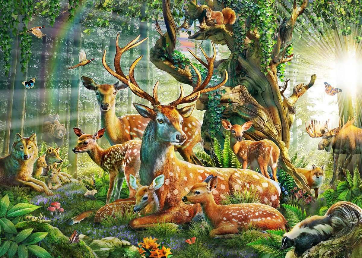 wilde dieren in het bos legpuzzel online
