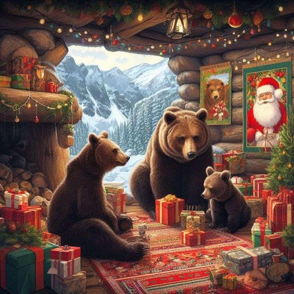 Weihnachtsbärenfamilie Online-Puzzle