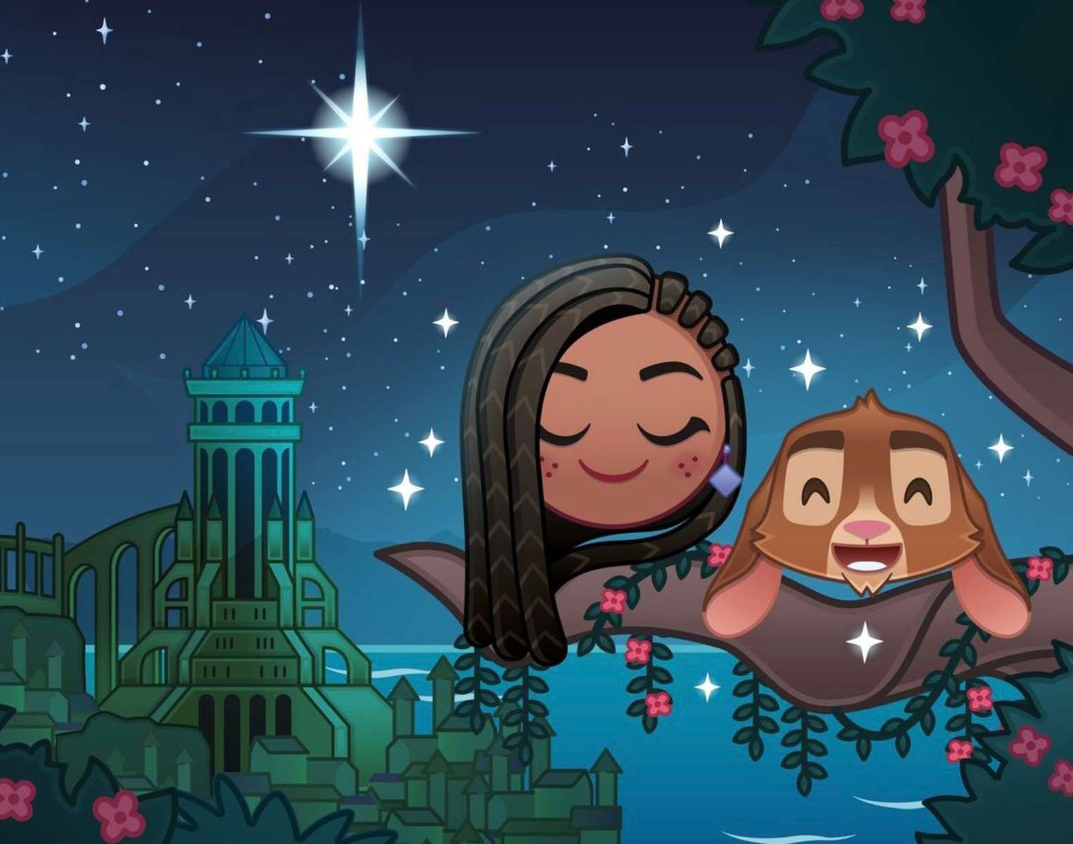Emoji Asha och Valentino Bakgrund pussel på nätet