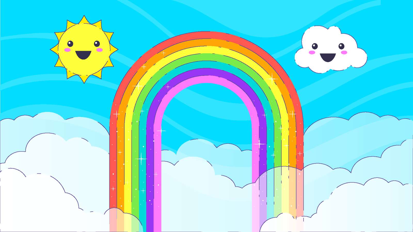 Dia animado com Sol arco iris quebra-cabeças online
