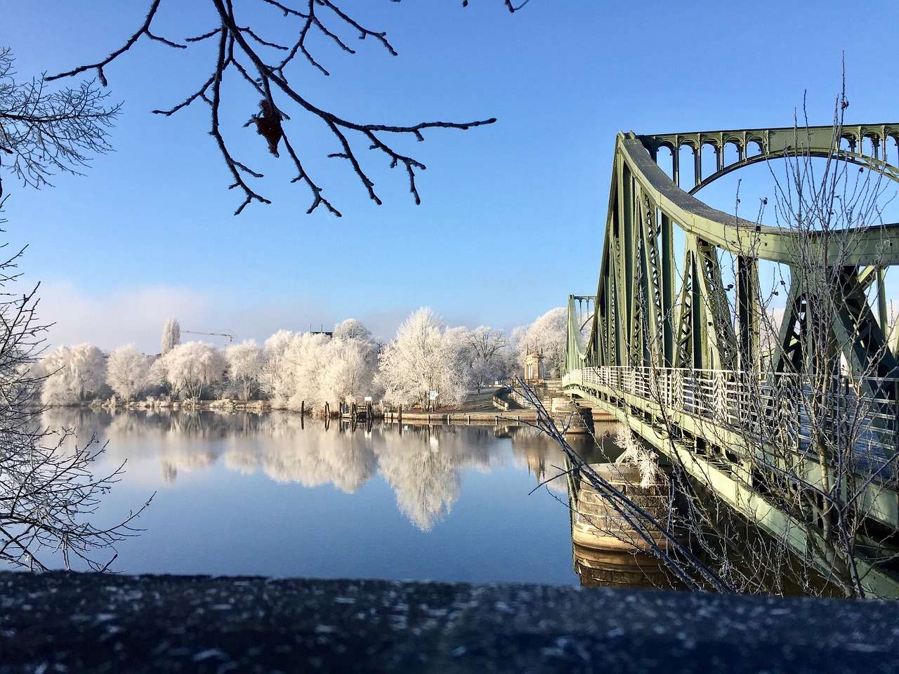 Winter, Glienicke, Brücke Online-Puzzle