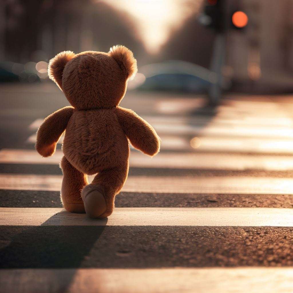 Teddy mackó a gyalogátkelőhelyen online puzzle