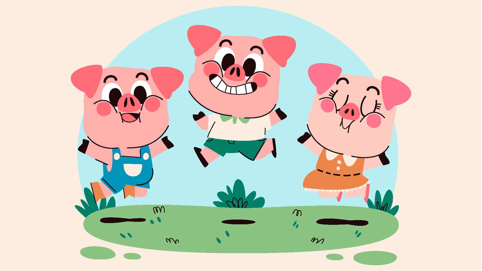 Drei kleine Schweine Online-Puzzle