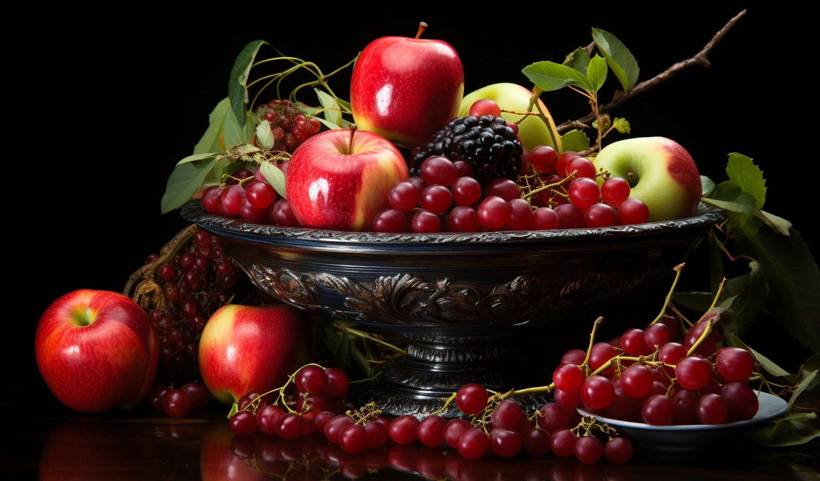 gyümölcsszédülést érezték a gyümölcsök keverékét a tányéron online puzzle