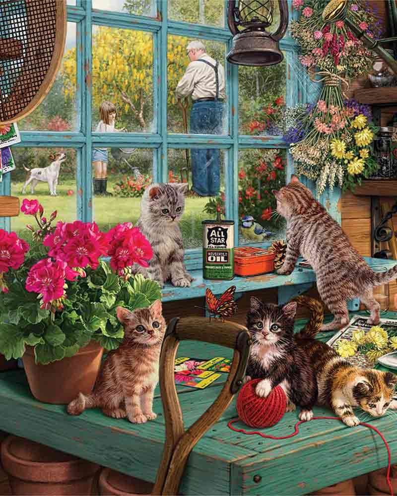 Pisicuțe lângă fereastră jigsaw puzzle online