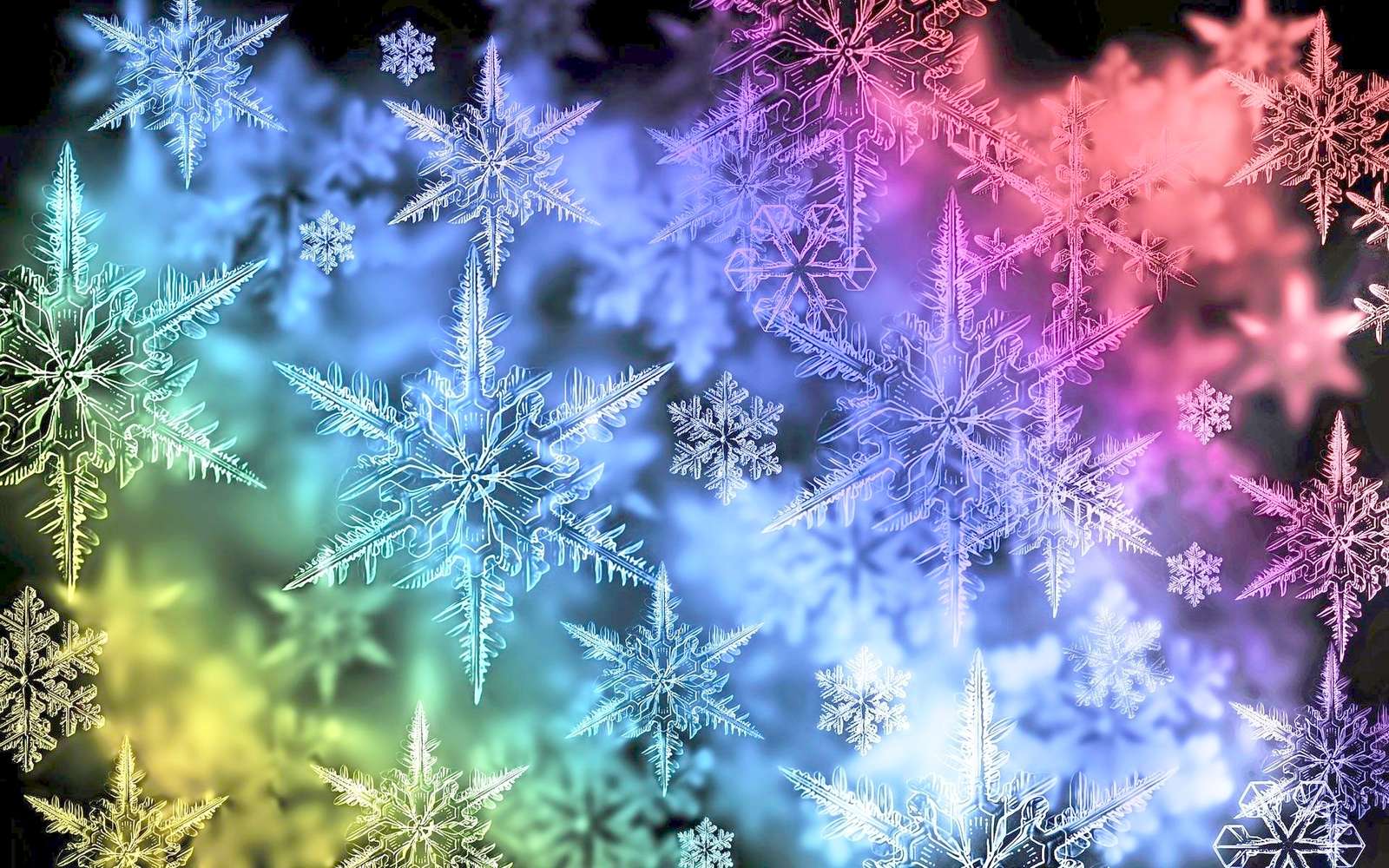 Kleurrijke sneeuwvlokken legpuzzel online