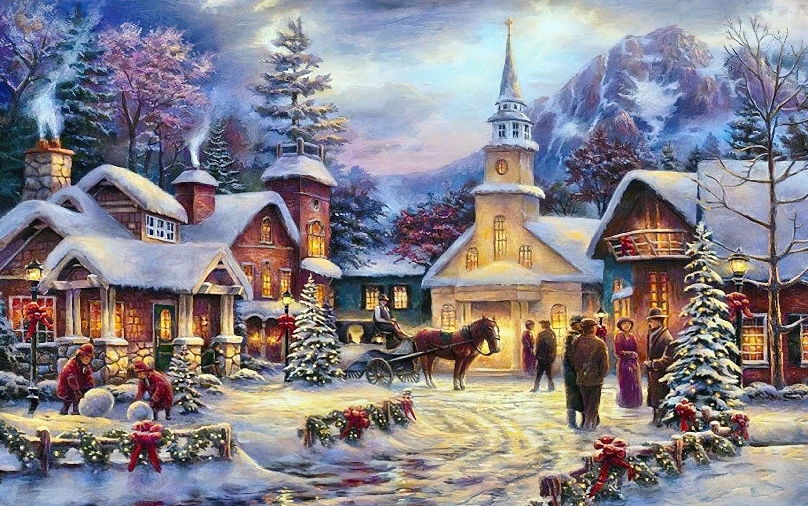Маленьке зимове село та його чарівна атмосфера пазл онлайн