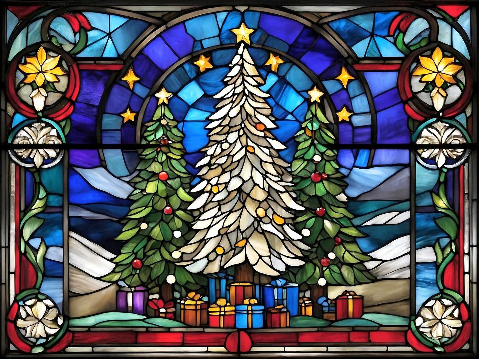 Karácsonyi ólomüveg kirakós online