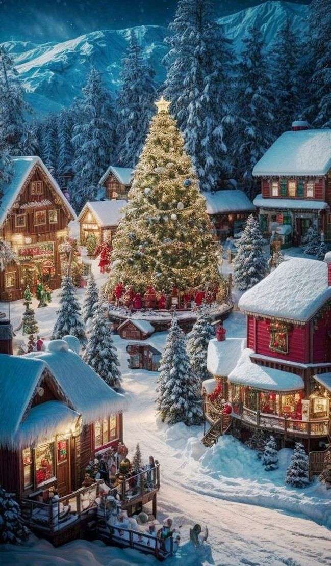 Vánoční strom ve městě online puzzle