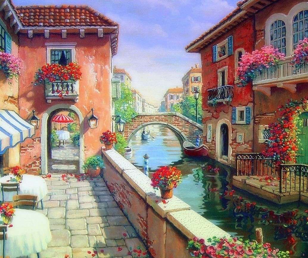 ein Kanal in Venedig Online-Puzzle