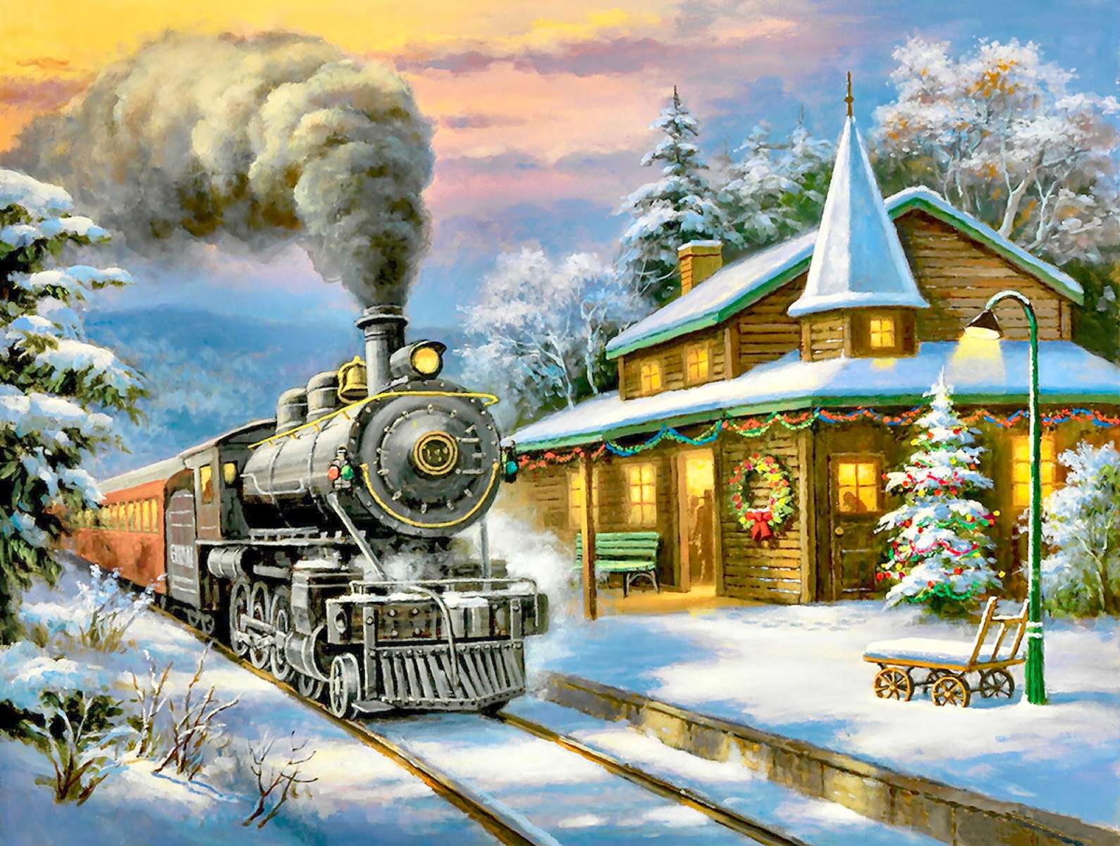 Un tren în noaptea de Crăciun jigsaw puzzle online