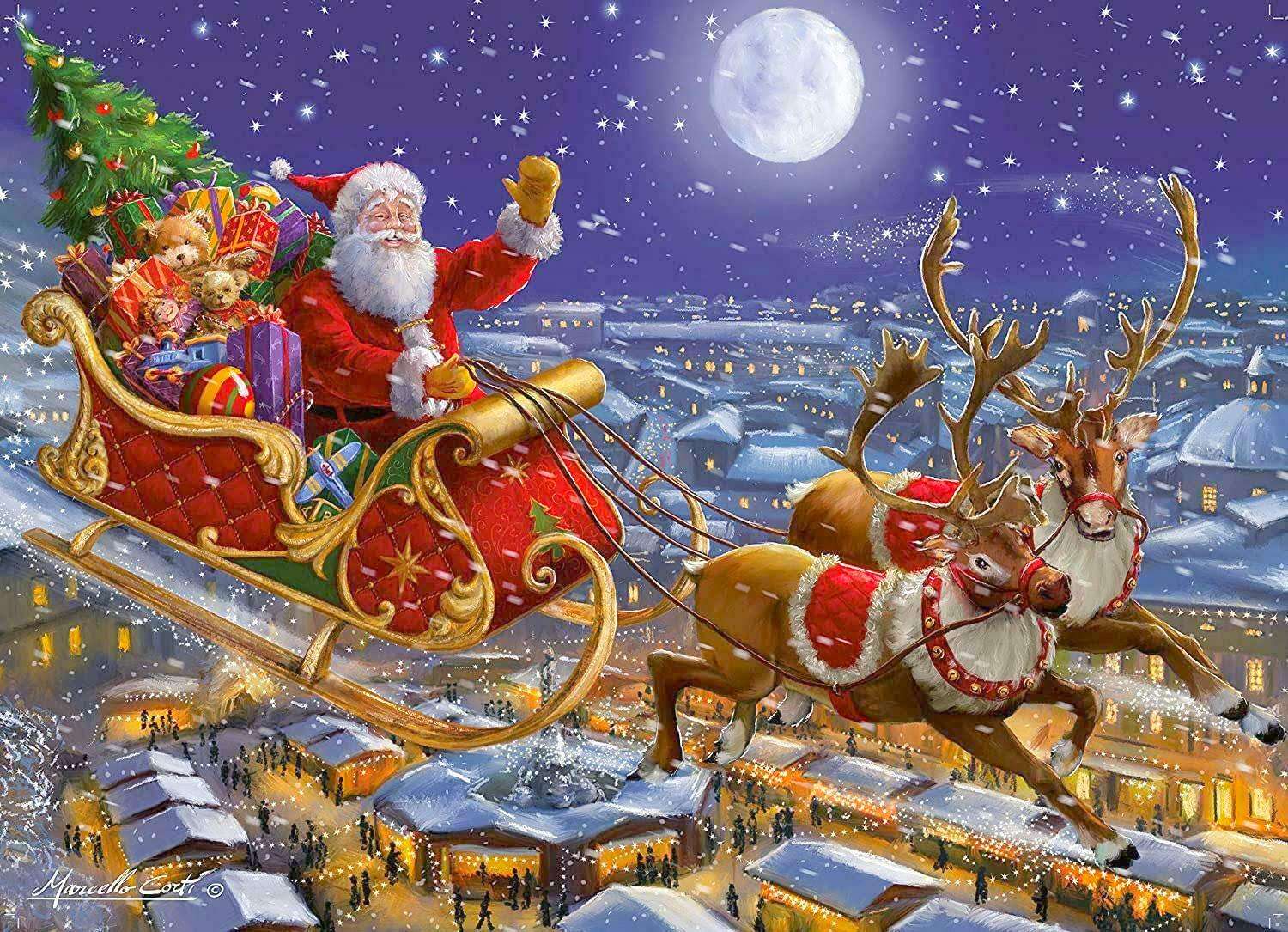 Santa with the sleigh jigsaw puzzle online