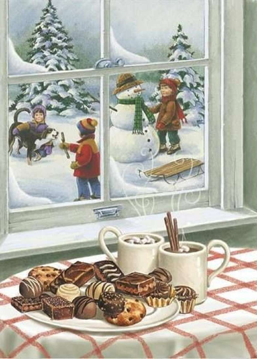 Ciocolată caldă și prăjituri jigsaw puzzle online