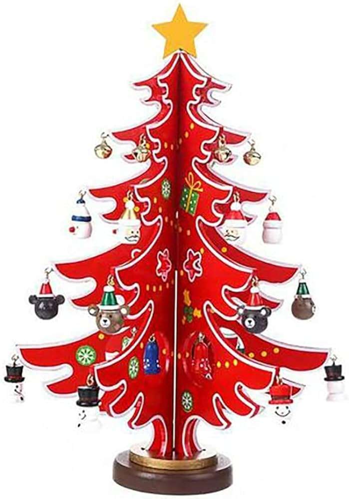 Árbol de Navidad de madera Árbol de Navidad DIY, adornos de mesa Mini Santa rompecabezas en línea
