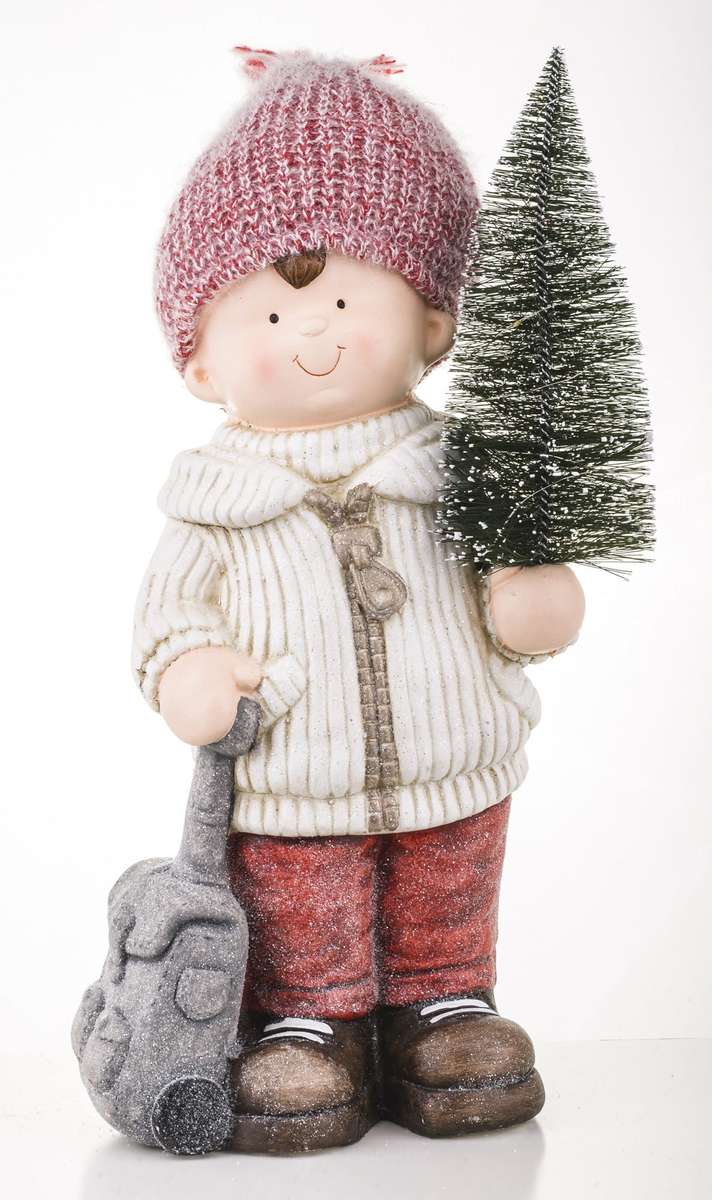 Karácsonyi figura fiú gyerek LED karácsonyfa - kirakós online