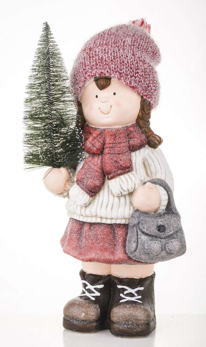 Vánoční figurka dívka dítě LED vánoční stromeček skládačky online