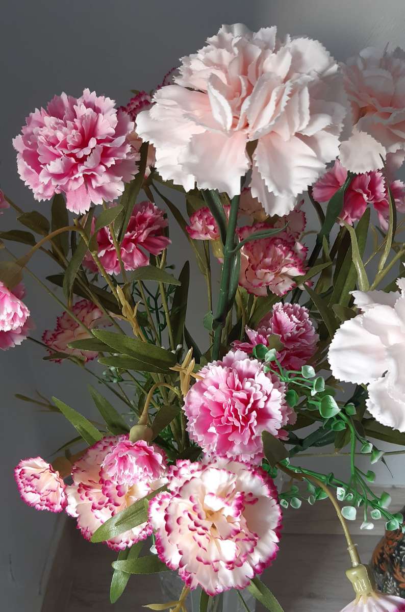 bouquet of artificial carnations jigsaw puzzle online