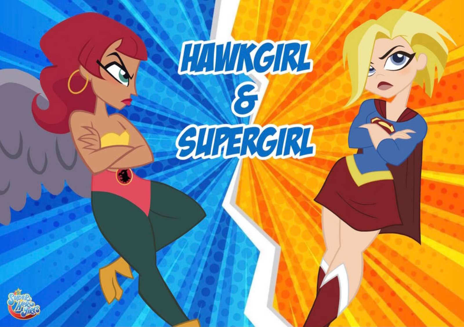 Hawkgirl en Supergirl achtergrond❤️❤️ online puzzel