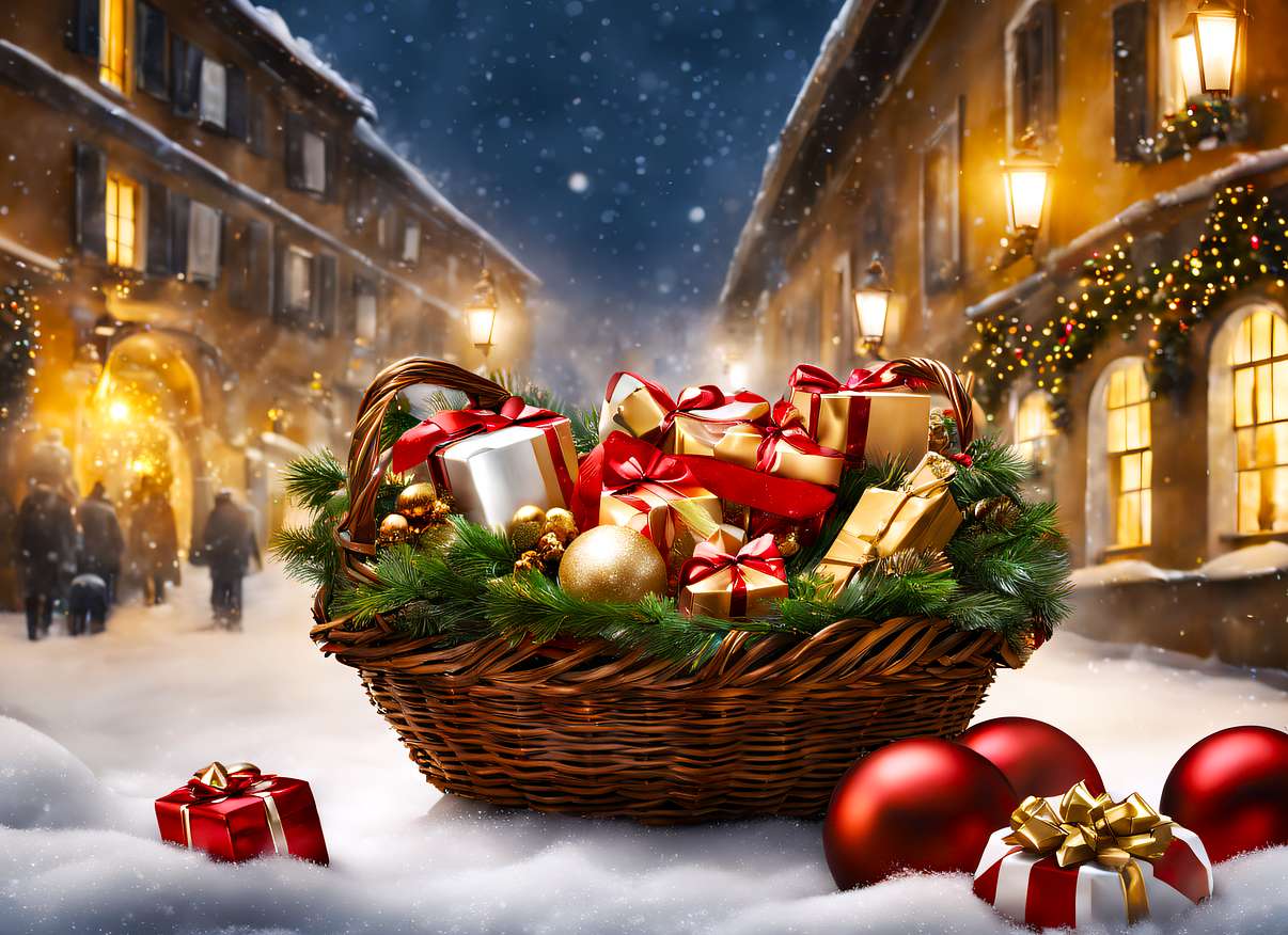 A big basket with gifts online puzzle