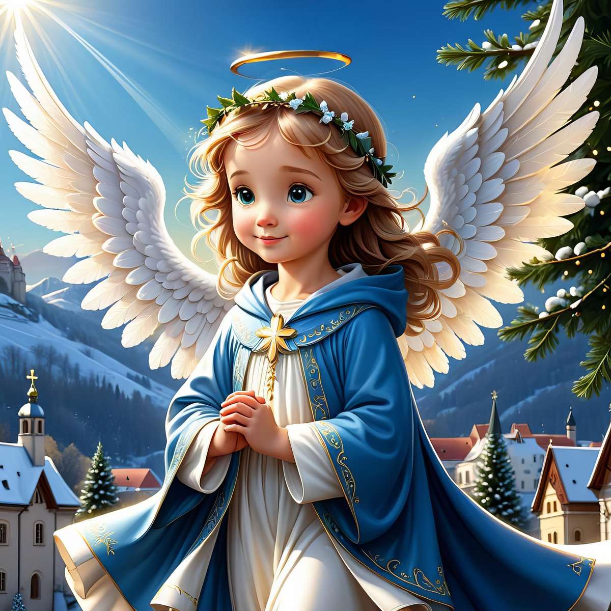 Різдвяний ангел онлайн пазл