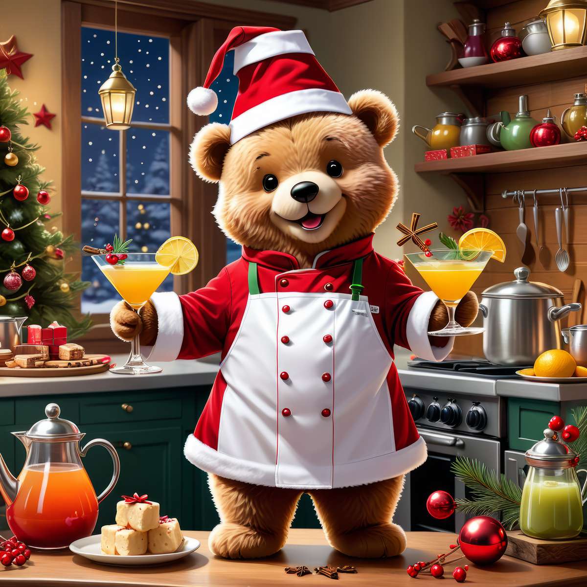 Vánoční kuchař medvěd skládačky online