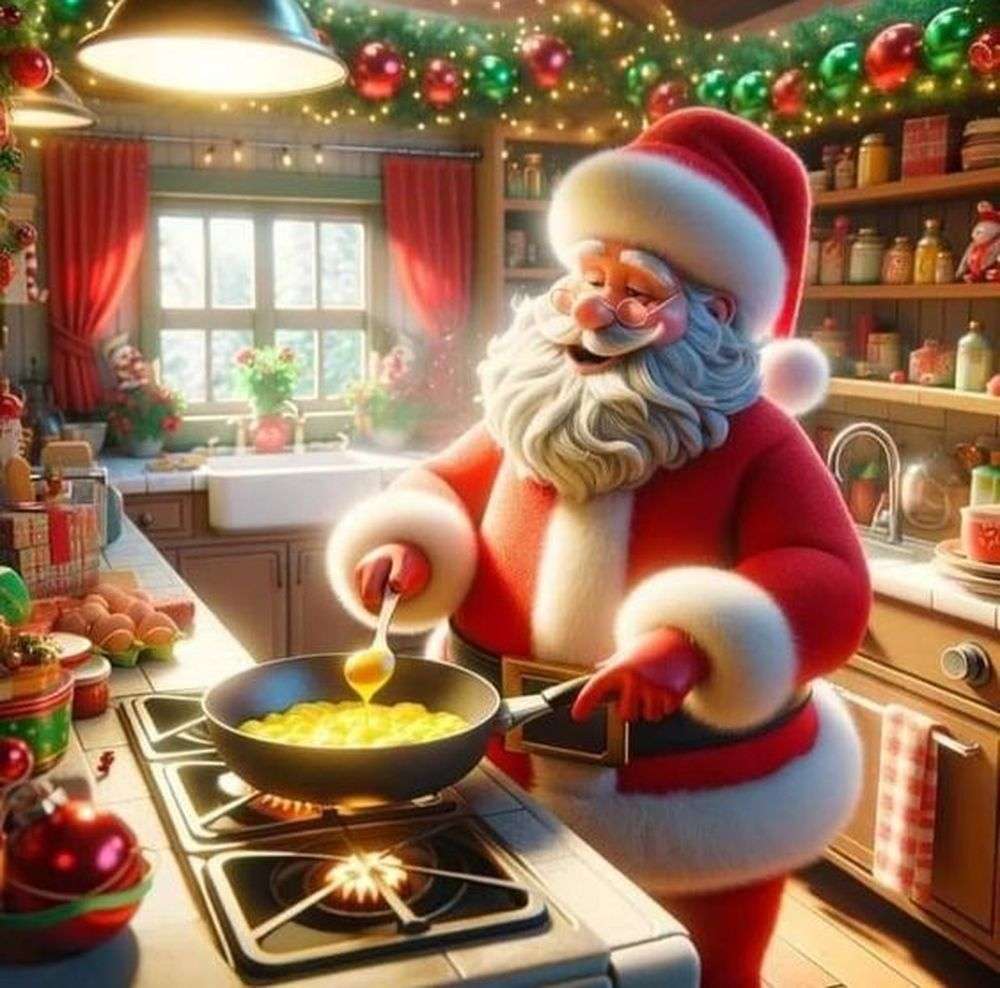 Weihnachtsmann-Frühstück Online-Puzzle