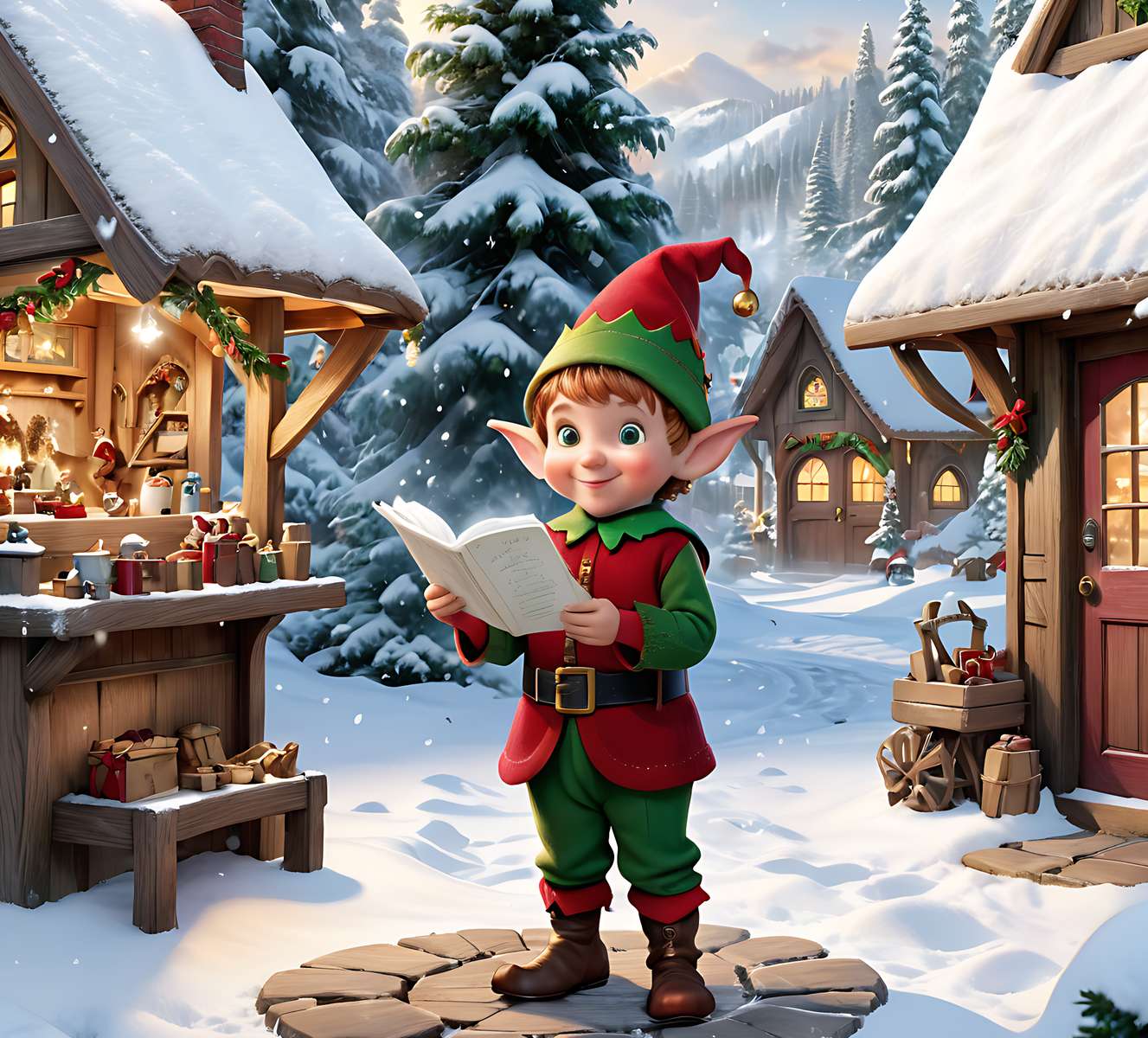 Lindo elfo navideño rompecabezas en línea