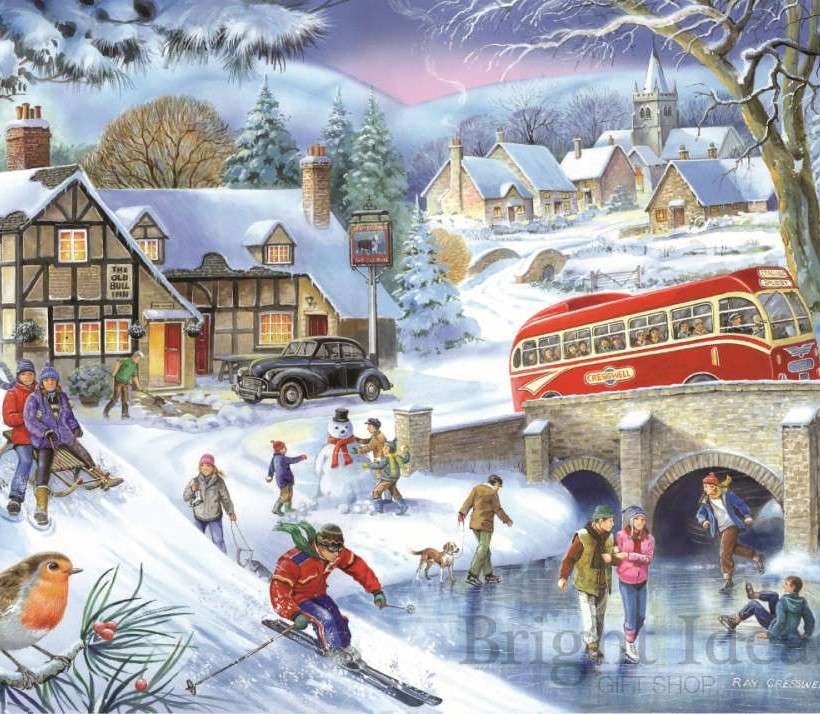 Fun on ice in the town jigsaw puzzle online