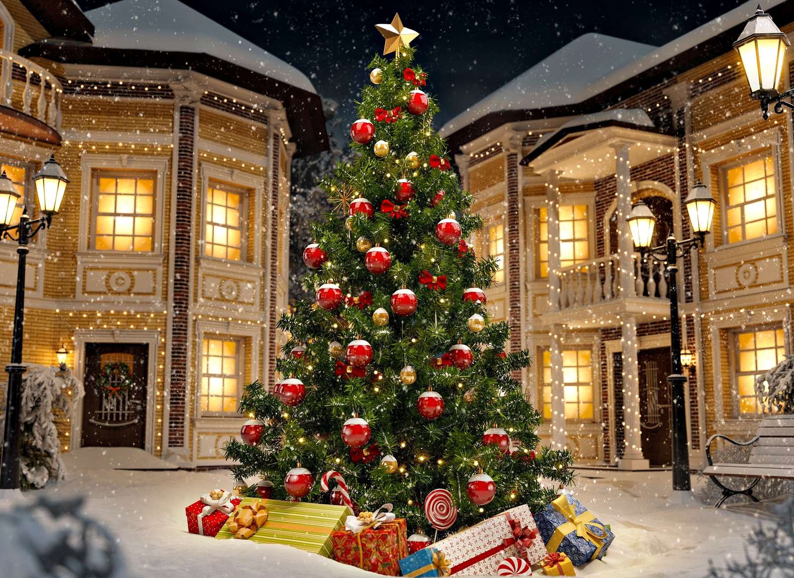 Ένα όμορφο χριστουγεννιάτικο δέντρο online παζλ