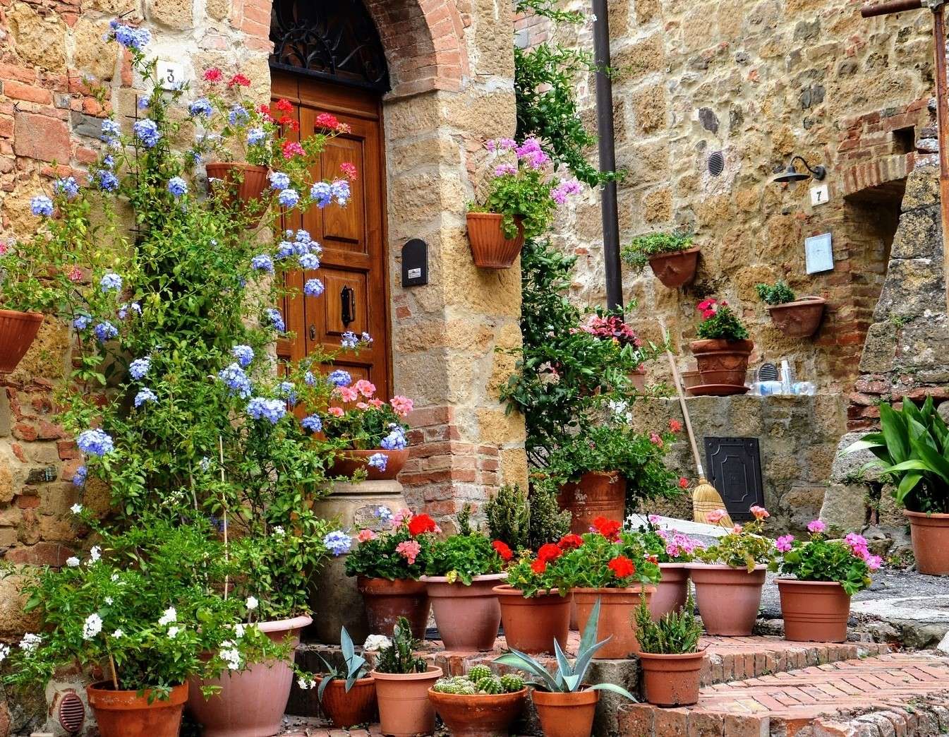 Flowers in front of the front door jigsaw puzzle online