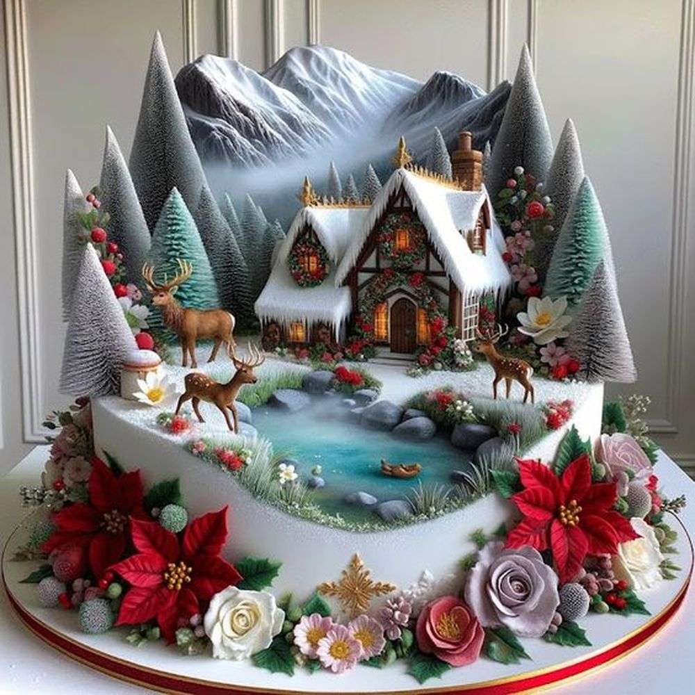 Χριστουγεννιάτικη τούρτα 1# παζλ online