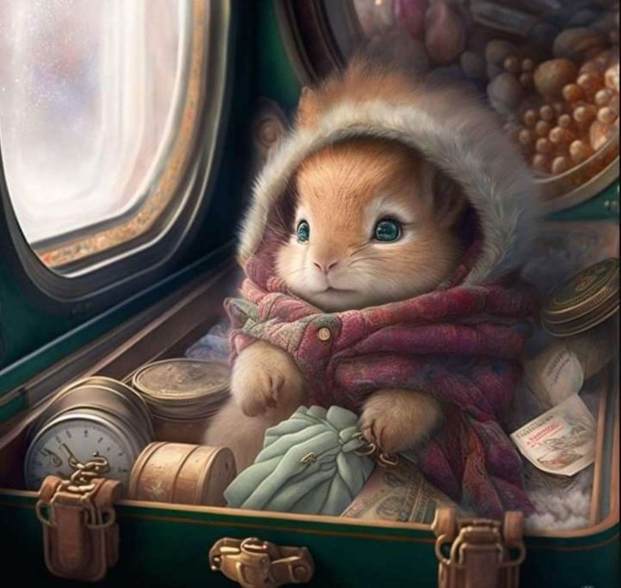 かわいいウサギはスーツケースで旅行します ジグソーパズルオンライン