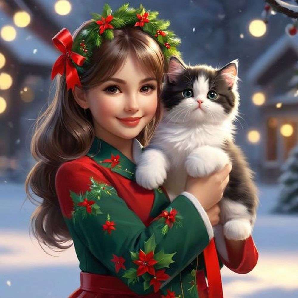 Meowy Christmas jigsaw puzzle online