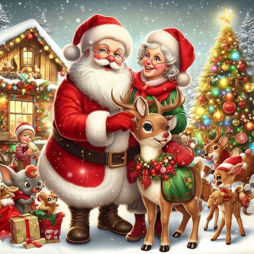 Дід Мороз і місіс Санта Клаус онлайн пазл