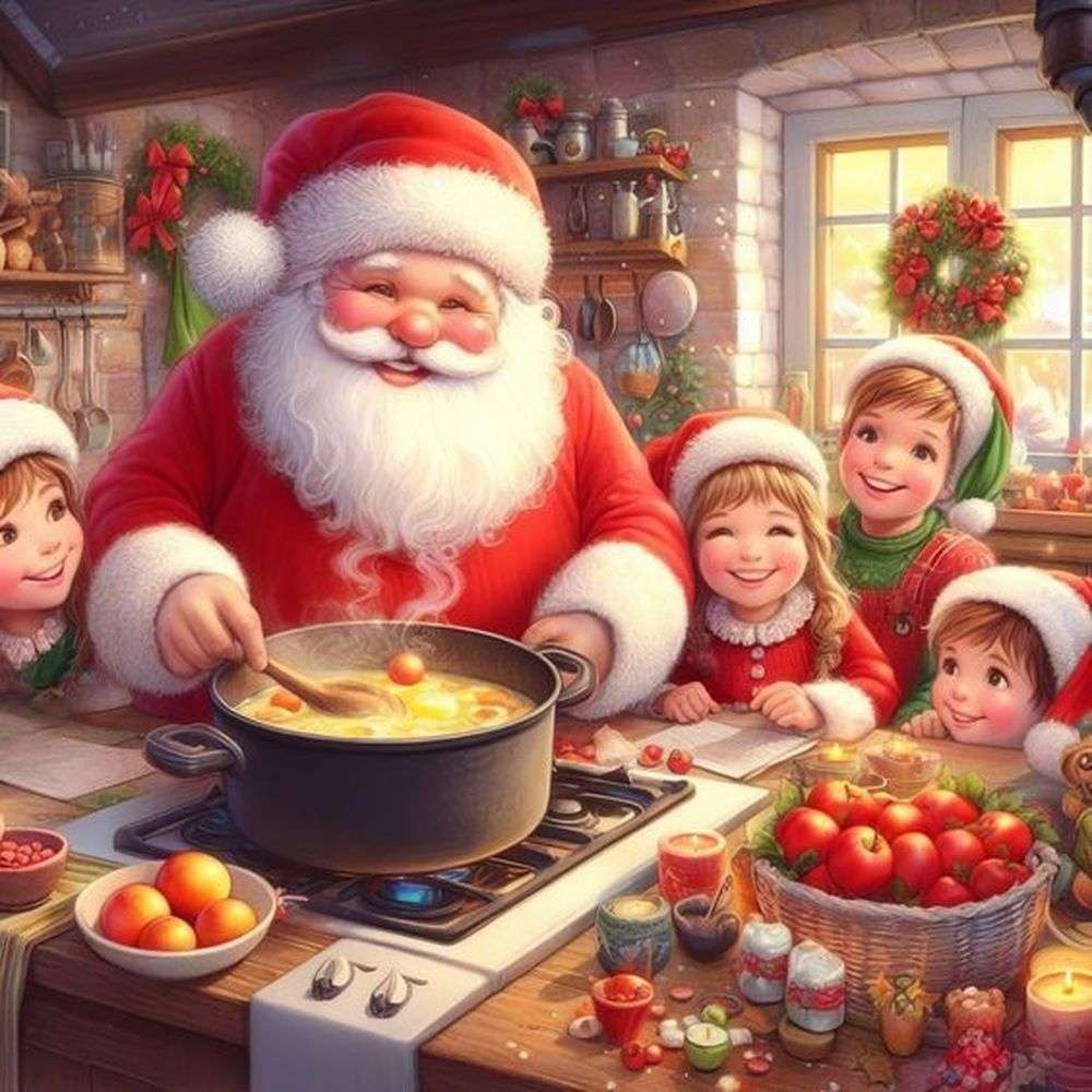 Kochen mit dem Weihnachtsmann Online-Puzzle