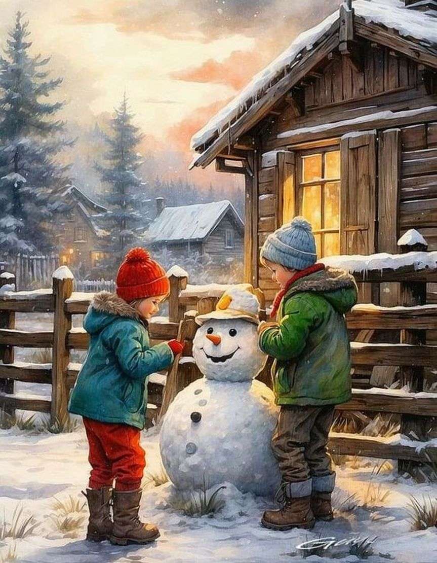 Снеговик Рождество пазл онлайн