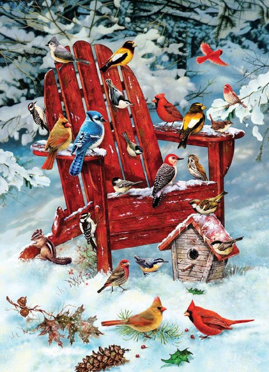 Snow and birds online puzzle