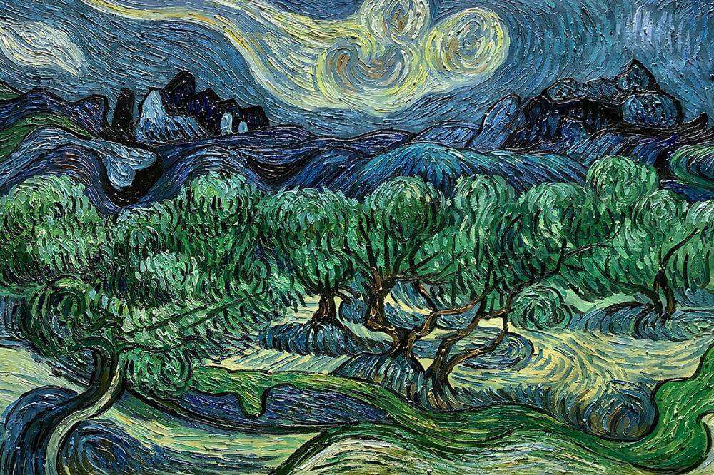 van Gogh: Olivträd i ett bergigt landskap Pussel online