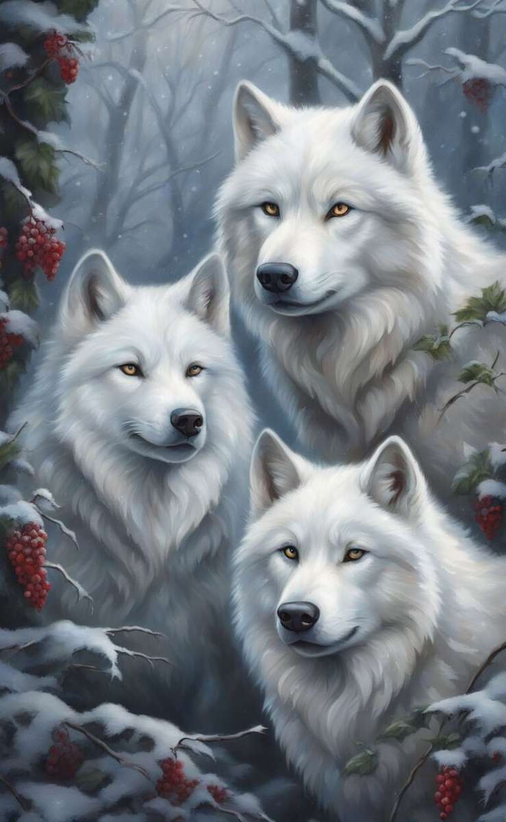 3 weiße Wölfe Puzzlespiel online