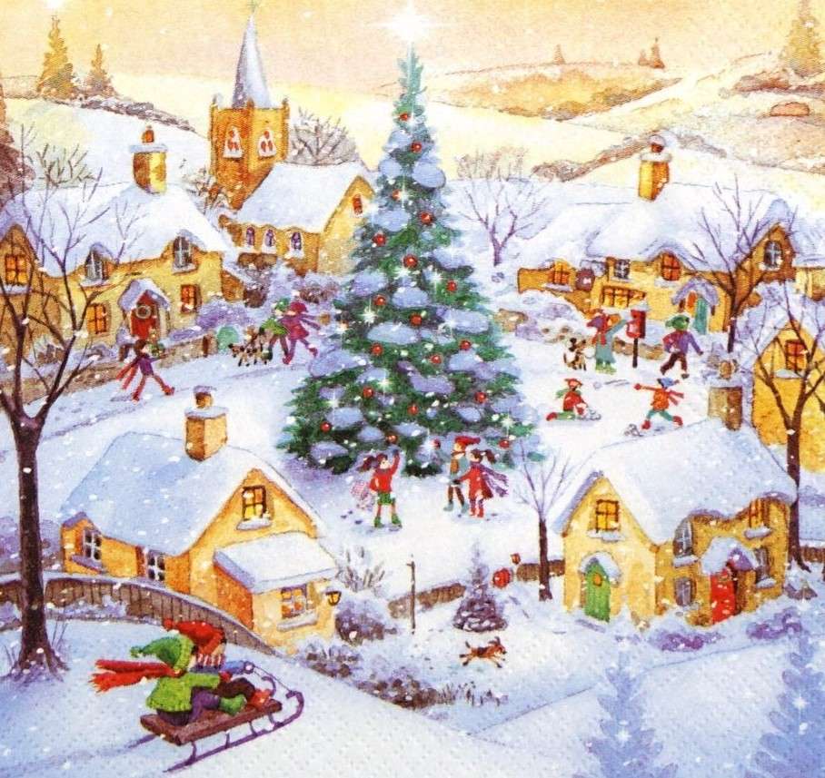 Children playing in the snow jigsaw puzzle online