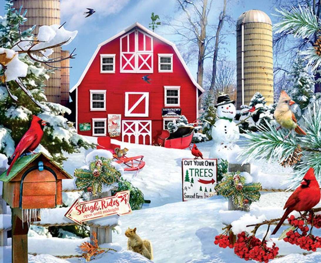 Crăciunul în fața casei jigsaw puzzle online