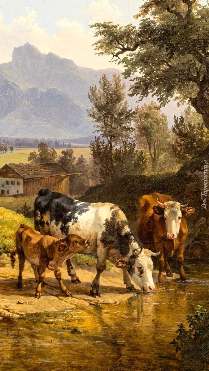 Αγελάδες που πίνουν online παζλ