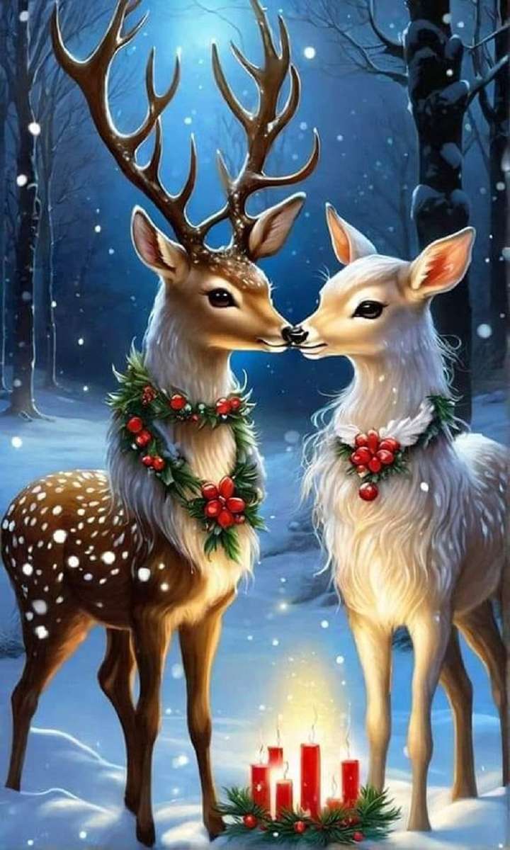 A cute couple of reindeer jigsaw puzzle online