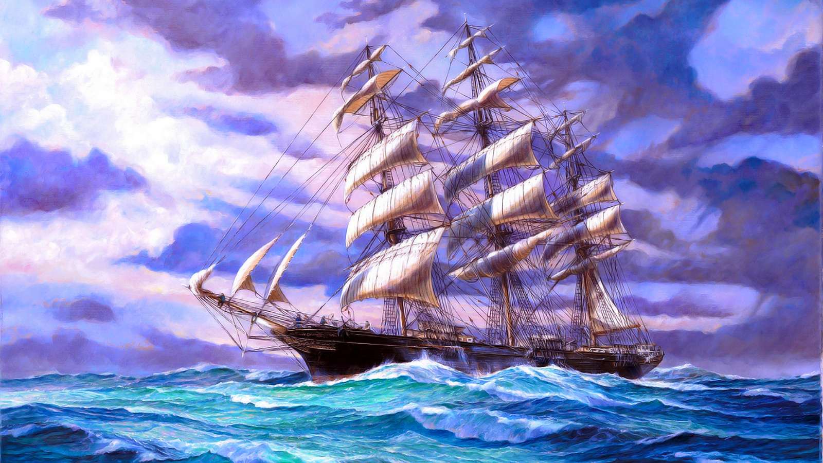 three masted sailboat jigsaw puzzle online