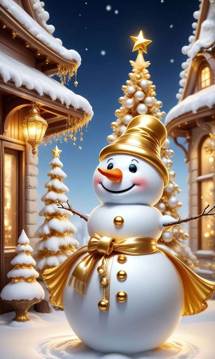 Золотой снеговик онлайн-пазл