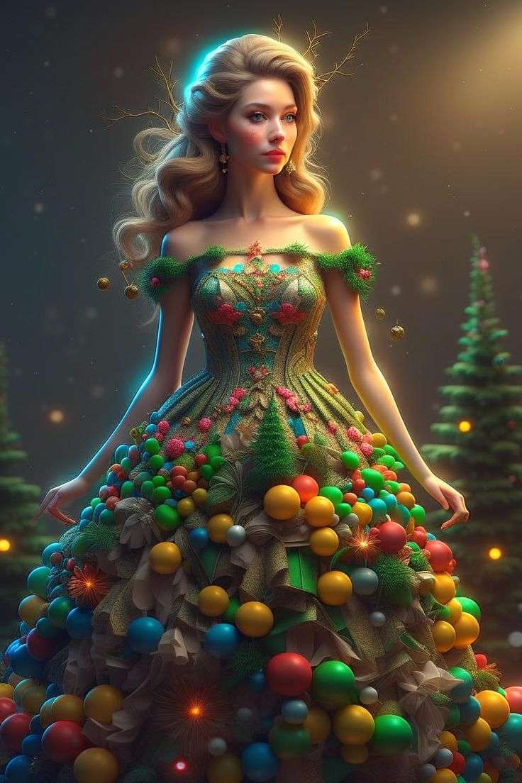 Fantasy Lady Christmas pussel på nätet