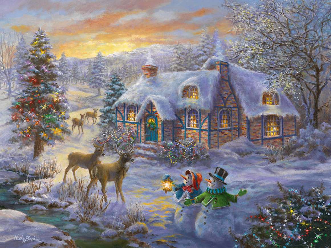 Weihnachten Cottage Online-Puzzle